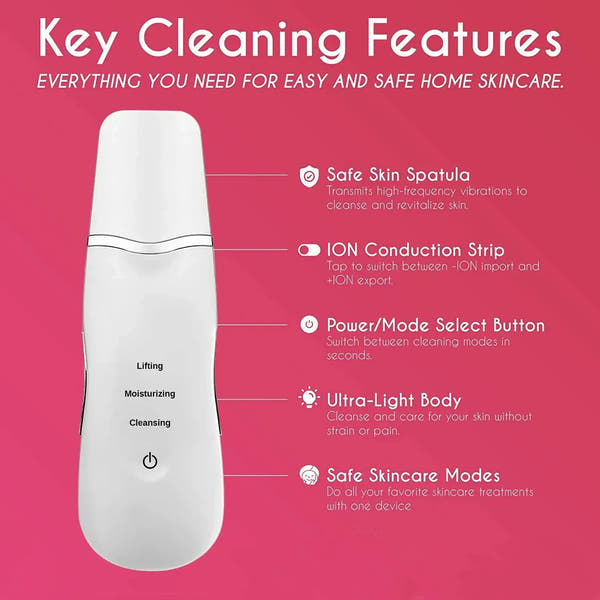 Ultrasonic Skin Scrubber – Deep Facial Cleanser