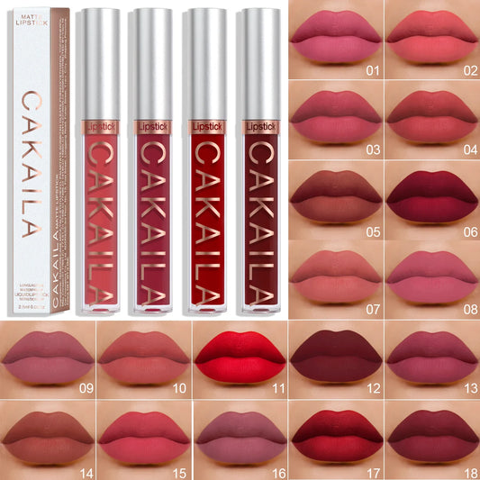 Batom Líquido Matte 18 Cores – Gloss Labial Waterproof, Conforto e Cor Intensa