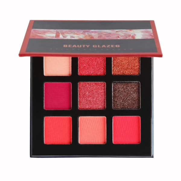 Matte Glitter Eyeshadow Palette com 9 cores em tons de vermelho