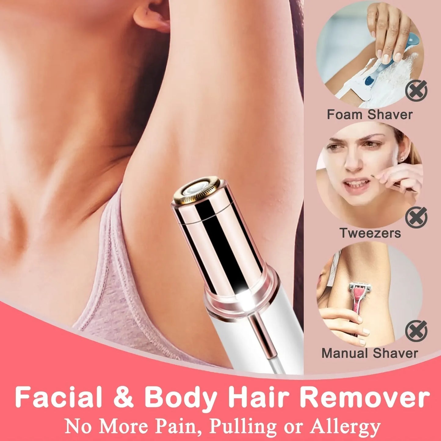 Depilador Facial Feminino Portátil – Design Discreto e Remoção Suave