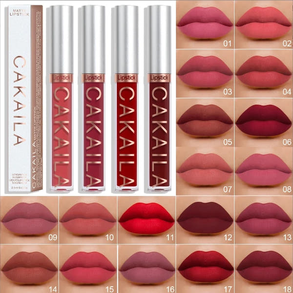 Batom Líquido Matte 18 Cores – Gloss Labial Waterproof, Conforto e Cor Intensa